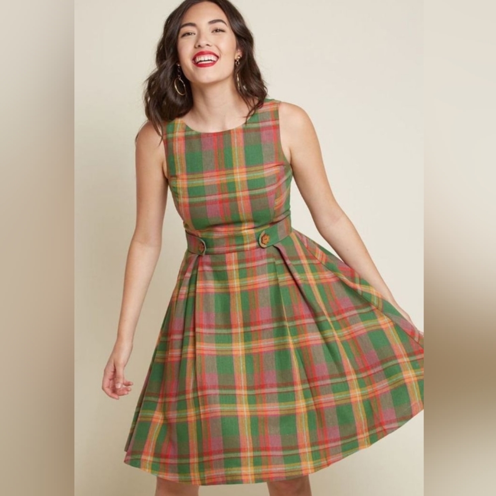 Modcloth plaid dress size 10